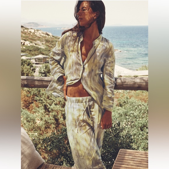 Zara NWT Printed Ramie Blouse - Picture 3 of 17